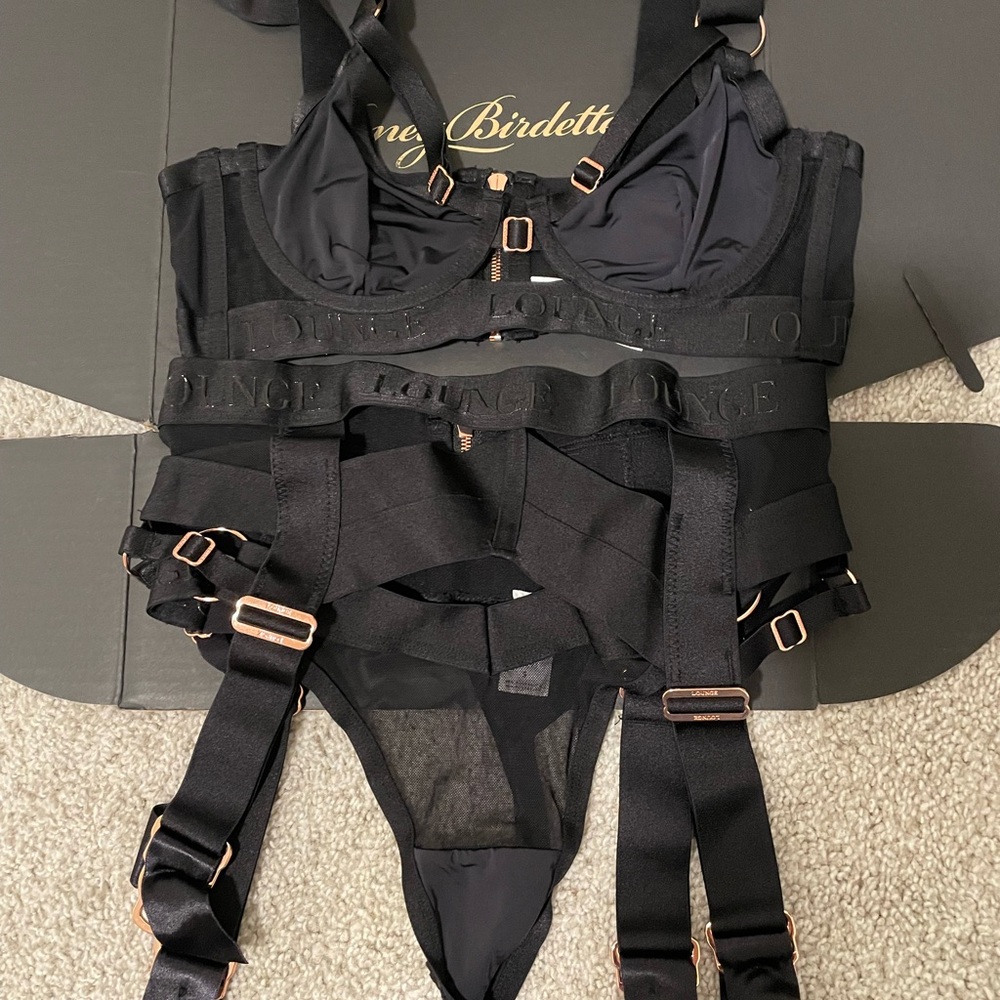 Black Strappy Lingerie Set Lounge Venus Black Bondage